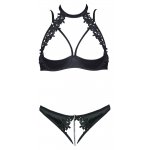 COTTELLI LINGERIE - OTWARTY BIUSTONOSZ I STRINGI BEZ KROCZA CZARNY