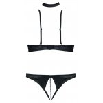 COTTELLI LINGERIE - OTWARTY BIUSTONOSZ I STRINGI BEZ KROCZA CZARNY