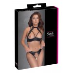 COTTELLI LINGERIE - OTWARTY BIUSTONOSZ I STRINGI BEZ KROCZA CZARNY