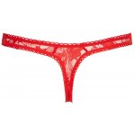 COTTELLI LINGERIE - KORONKOWE STRINGI Z OTWARTYM KROCZEM CZERWONE