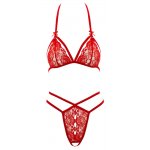 COTTELLI LINGERIE - SEKSOWNY KOMPLECIK KORONKOWE STRINGI I BIUSTONOSZ CZERWONY