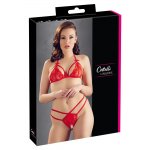 COTTELLI LINGERIE - SEKSOWNY KOMPLECIK KORONKOWE STRINGI I BIUSTONOSZ CZERWONY
