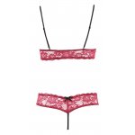 COTTELLI LINGERIE - OTWARTY BIUSTONOSZ Z KOKARDKAMI I STRINGAMI CZERWONY