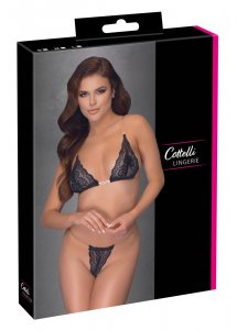COTTELLI LINGERIE - KORONKOWY KOMPLECIK Z PRZEZROCZYSTYMI PASECZKAMI