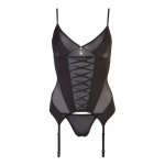 COTTELLI LINGERIE - SEKSOWNA KOSZULKA NA SZELKACH + STRINGI CZARNE