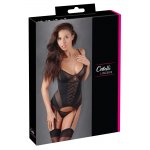COTTELLI LINGERIE - SEKSOWNA KOSZULKA NA SZELKACH + STRINGI CZARNE