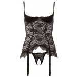 COTTELLI LINGERIE - KORONKOWA KOSZULKA Z OTWARTYM BIUSTEM + STRINGI