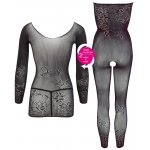 COTTELLI PARTY - CZARNY PÓŁPRZEZROCZYSTY KOMBINEZON