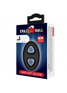 CRAZY BULL - PODWÓJNY SILIKONOWY PIERŚCIEŃ NA PENISA CZARNY