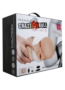 CRAZY BULL - MASTURBATOR Z TATUAŻEM POCHWĄ ODBYTEM I WIBRACJAMI + PILOT