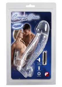 CRYSTAL - NAKŁADKA NA PENISA ZE STYMULATOREM VIBRO 23CM