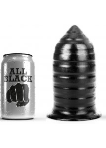 CZARNY ŻEBERKOWANY KOREK ANALNY 16CM ALL BLACK