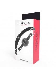 DARKNESS - REGULOWANY CZARNY KNEBEL Z KULKĄ