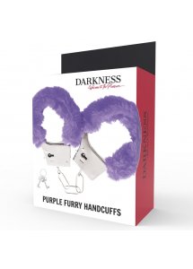 DARKNESS - SREBRNE KAJDANKI Z FIOLETOWYM FUTERKIEM I 2 KLUCZYKAMI