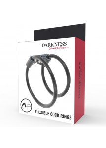 DARKNESS - PODWÓJNY MIĘKKI PIERŚCIEŃ NA PENISA CZARNY