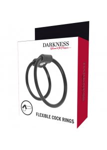 DARKNESS - PODWÓJNY MIĘKKI PIERŚCIEŃ NA PENISA CZARNY