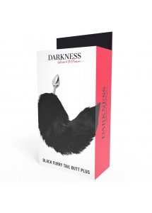 DARKNESS - SREBRNY KOREK ANALNY Z PUSZYSTYM OGONEM 8 CM