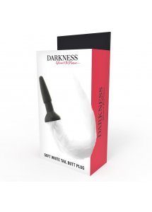 DARKNESS - SILIKONOWY CZARNY KOREK ANALNY Z BIAŁYM OGONEM