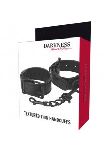 DARKNESS - CIENKIE CZARNE KAJDANKI NA NADGARSTKI ZE SPRZĄCZKĄ