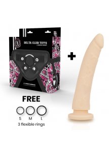 DELTA CLUB - REALISTYCZNE SILIKONOWE DILDO CIELISTE 17CM + STRAP-ON