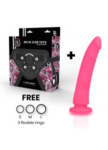 DELTA CLUB - REALISTYCZNE SILIKONOWE DILDO RÓŻOWE 17CM + STRAP-ON
