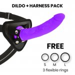 DELTA CLUB - REALISTYCZNE SILIKONOWE DILDO FIOLETOWE 20CM + STRAP-ON