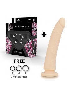 DELTA CLUB - REALISTYCZNE SILIKONOWE DILDO CIELISTE 23CM + STRAP-ON