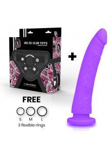 DELTA CLUB - REALISTYCZNE SILIKONOWE DILDO FIOLETOWE 23CM + STRAP-ON