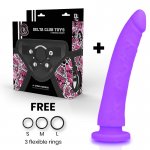 DELTA CLUB - REALISTYCZNE SILIKONOWE DILDO FIOLETOWE 23CM + STRAP-ON