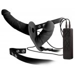 EXCELLENT POWER - PODWÓJNY CZARNY WIBRATOR STRAP-ON