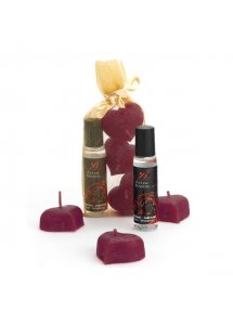 EXTASE SENSUEL - ZESTAW 3 ZAPACHOWYCH ŚWIEC I TRUSKAWKOWY LUBRYKANT 30ML