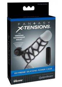 FANTASY X-TENSIONS - SYLIKONOWA NAKŁADKA NA PENISA Z VIBRO-BULLETEM 12CM