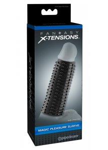 FANTASY X-TENSIONS - CZARNA NAKŁADKA NA PENISA Z WYPUSTKAMI DO STYMULACJI 14CM