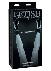 FETISH - CZARNE MANKIETY NA KOSTKI Z SREBRNĄ ROZPURKĄ BDSM