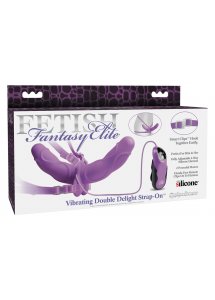 FETISH FANTASY ELITE - REGULOWANA UPRZĄŻ STRAP-ON Z PODWÓJNYM WIBRUJĄCYM DILDO