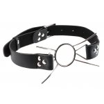 FETISH FANTASY EXTREME - CZARNY KNEBEL DO UST Z PIERŚCIENIEM I ROZPÓRKAMI ZE STALI