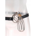 FETISH FANTASY EXTREME - SREBRNA KLATKA NA PENISA Z PASEM KŁÓDKĄ I KLUCZYKIEM