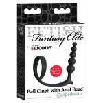 FETISH FANTASY ELITE - 2IN1 ELASTYCZNY PIERŚCIEŃ JĄDER Z KORALIKAMI ANALNYMI CZARNY