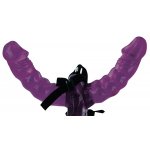 FETISH FANTASY SERIES - UPRZĄŻ STRAP-ON Z PODWÓJNYM FIOLETOWYM DILDO