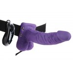 FETISH FANTASY SERIES - STRAP-ON Z NATURALNYM ZAKRZYWIONYM WIBRATOREM FIOLET