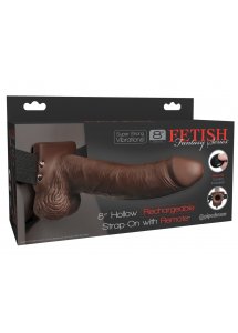 FETISH FANTASY SERIES - UPRZĄŻ STRAP-ON Z NATURALNYM CIEMNYM WIBRATOREM + PILOT