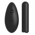 FETISH - CZARNY MAŁY VIBRO-BULLET Z PILOTEM I 10 TRYBAMI WIBRACJI ORAZ STRINGAMI