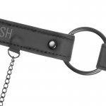 FETISH SUBMISSIVE - SKÓRZANA OBROŻA Z ZACISKAMI NA SUTKI