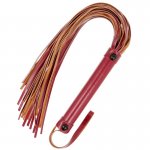 FETISH SUBMISSIVE - CZERWONY SKÓRZANY WEGAŃSKI PEJCZ/FLOGGER 28CM
