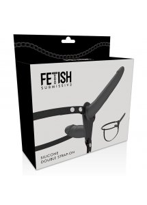 FETISH SUBMISSIVE - UPRZĄŻ STRAP-ON Z PODWÓJNYM CZARNYM DILDO 21 i 11CM