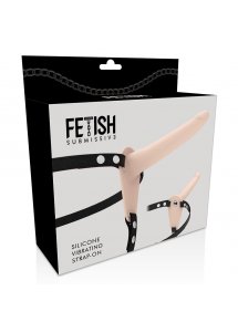 FETISH SUBMISSIVE - UPRZĄŻ STRAP-ON Z CIELISTYM WIBRATOREM 15CM