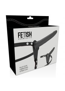 FETISH SUBMISSIVE - UPRZĄŻ STRAP-ON Z CZARNYM WIBRATOREM 15CM