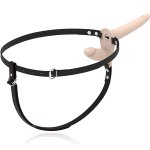 FETISH SUBMISSIVE - UPRZĄŻ STRAP-ON Z CIELISTYM PODWÓJNYM WIBRATOREM 15 i 8CM