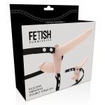 FETISH SUBMISSIVE - UPRZĄŻ STRAP-ON Z CIELISTYM PODWÓJNYM WIBRATOREM 15 i 8CM