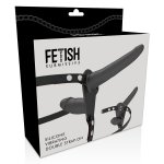 FETISH SUBMISSIVE - UPRZĄŻ STRAP-ON Z CZARNYM PODWÓJNYM WIBRATOREM 15 i 8CM